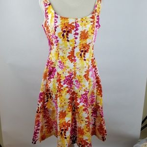Jones Studio Floral Tea Lgth Sleeveless Dress Sz 8